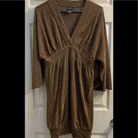 BCBGMAXAZRIA BROWN GOLD SPARKLES DRESS - Picture 2 of 5